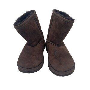 Ugg‎ Girls Brown Suede Mid Calf Boots Size 12 Shearling Lining Outdoor Sole